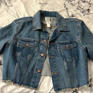 PINK Jean jacket . Fits bigger . Cropped. Never worn